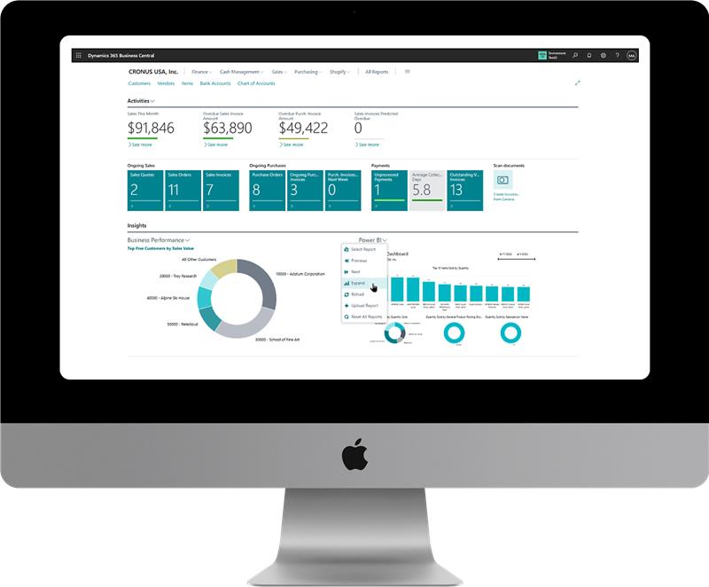dynamics 365 business central dashboard